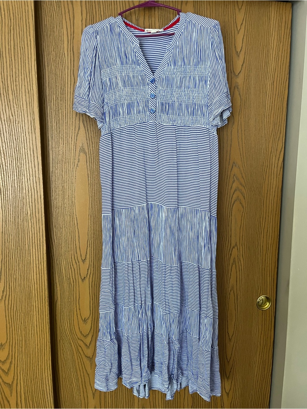 Women’s Cactus + Pearl Blue striped detail maxi summer dress size small
